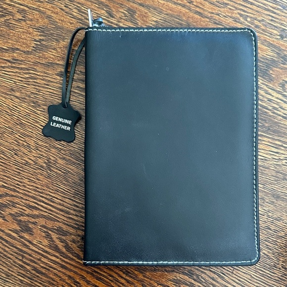 Black Leather and Beige Suede Travel Jewelry Organizer - Picture 3 of 5